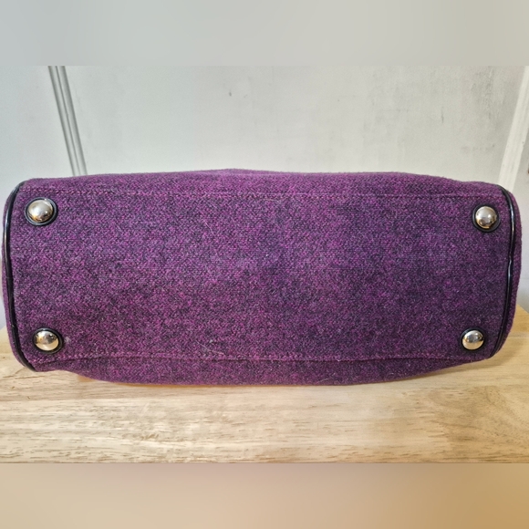 Coach Berry and Gray Stripe Wool Satchel and Dustbag - Picture 6 of 17